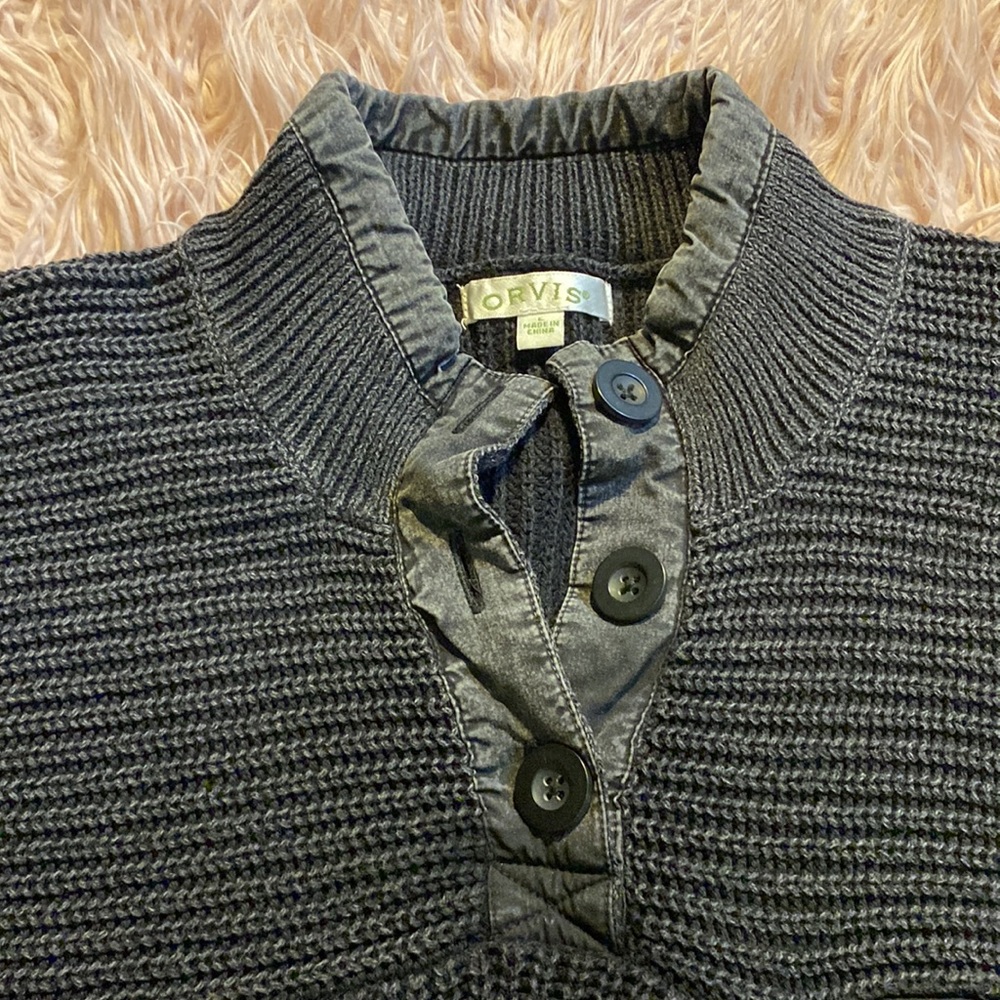 Orvis Weathered Patchwork 1/4 Button Sweater - image 5